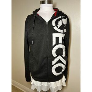 Ecko Unltd Mens Zip Up Hoodie Charcoal Heather Grey Large Logo Rhino Small